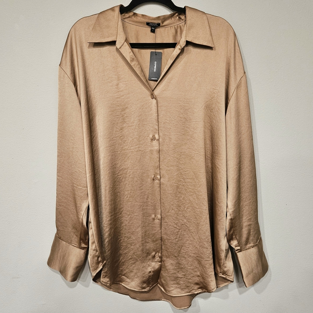 Express Tan Boyfriend Portofino Shirt